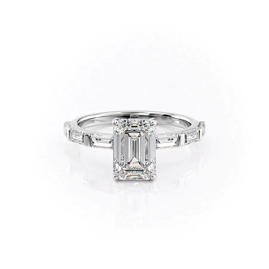 The Hailey Set With A 2.5 Carat Emerald Lab Diamond