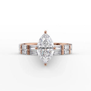 The Hailey Set With A 3 Carat Marquise Lab Diamond