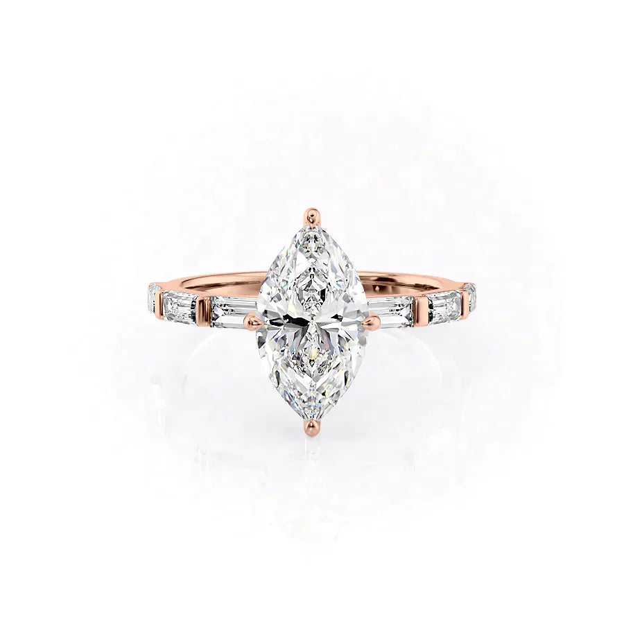 The Hailey Set With A 2.5 Carat Marquise Lab Diamond