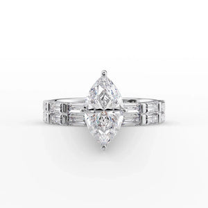 The Hailey Set With A 1.5 Carat Marquise Lab Diamond