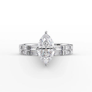 The Hailey Set With A 1 Carat Marquise Lab Diamond