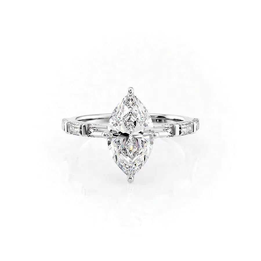The Hailey Set With A 1 Carat Marquise Lab Diamond