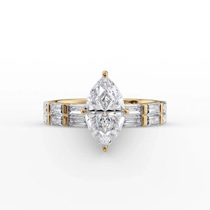 The Hailey Set With A 3 Carat Marquise Lab Diamond