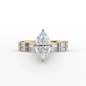 The Hailey Set With A 3 Carat Marquise Lab Diamond