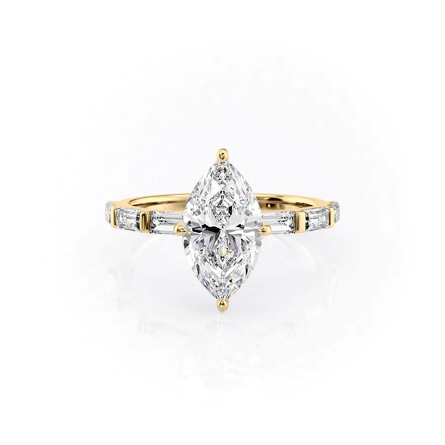 The Hailey Set With A 1.5 Carat Marquise Lab Diamond