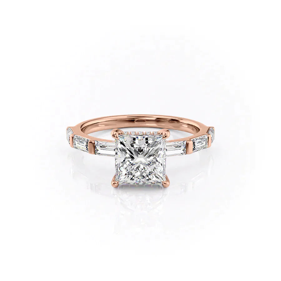 The Hailey Set With A 3 Carat Princess Lab Diamond