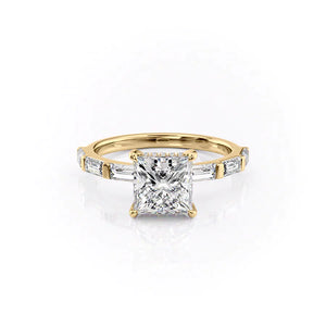 The Hailey Set With A 3 Carat Princess Lab Diamond