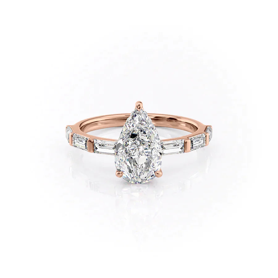 The Hailey Set With A 1.5 Carat Pear Lab Diamond