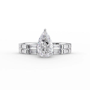 The Hailey Set With A 1.5 Carat Pear Lab Diamond