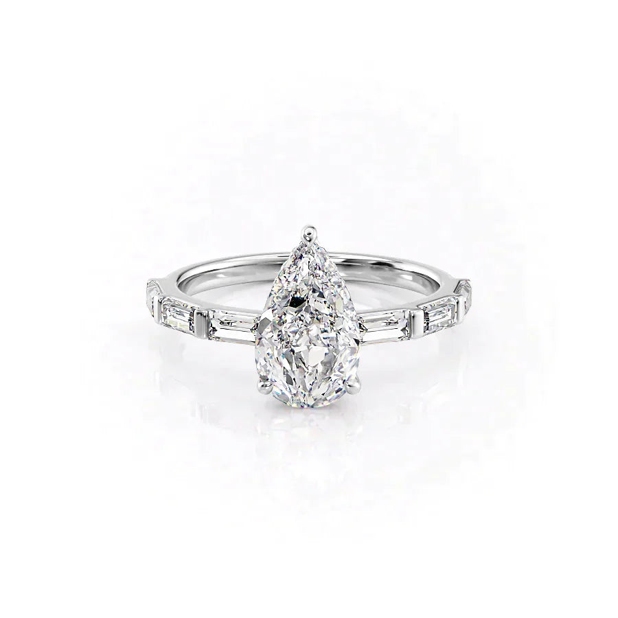 The Hailey Set With A 1.5 Carat Pear Lab Diamond