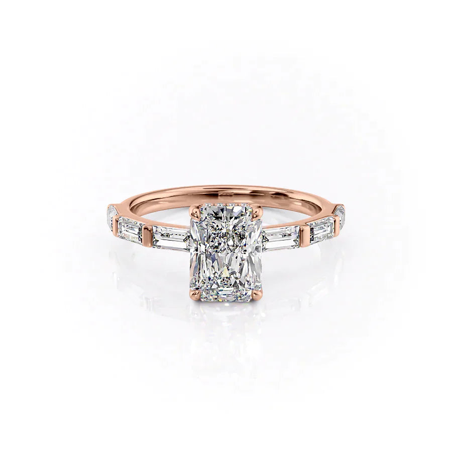 The Hailey Set With A 3 Carat Radiant Lab Diamond
