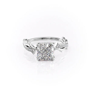 The Pave Twig Set With A 2.5 Carat Cushion Lab Diamond