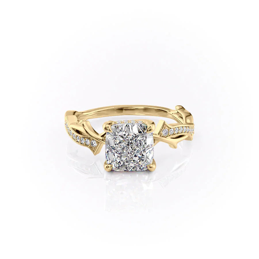 The Pave Twig Set With A 5 Carat Cushion Moissanite