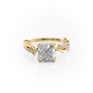 The Pave Twig Set With A 2.5 Carat Cushion Lab Diamond