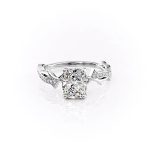 The Pave Twig Set With A 2 Carat Elongated Cushion Lab Diamond