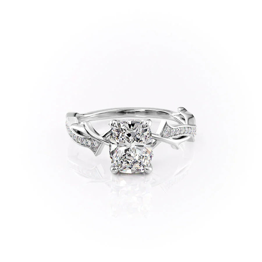 The Pave Twig Set With A 5 Carat Elongated Cushion Moissanite