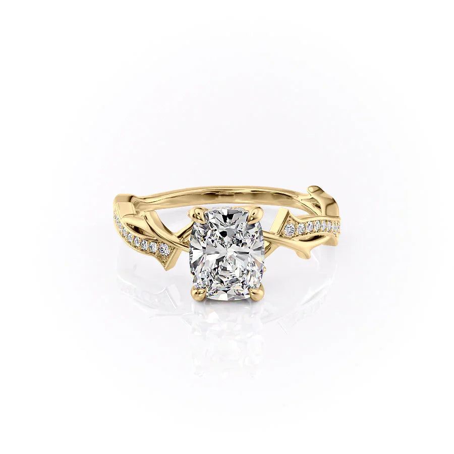 The Pave Twig Set With A 1 Carat Elongated Cushion Moissanite