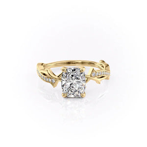 The Pave Twig Set With A 3 Carat Elongated Cushion Lab Diamond