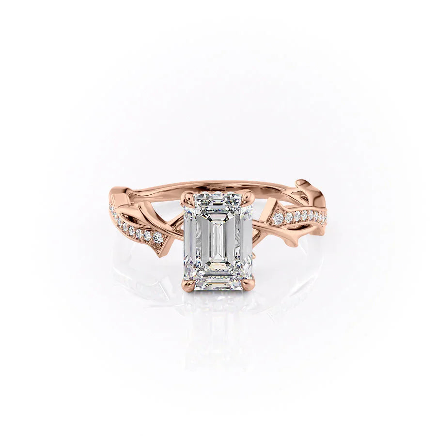 The Pave Twig Set With A 2.5 Carat Emerald Lab Diamond