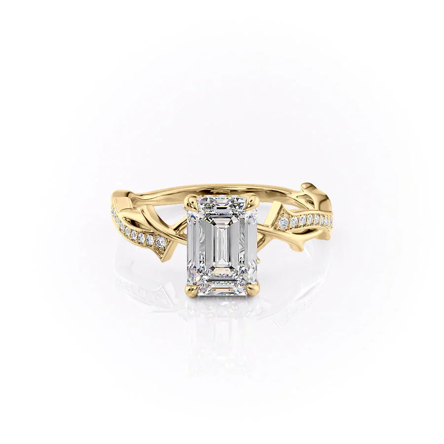 The Pave Twig Set With A 1.5 Carat Emerald Lab Diamond