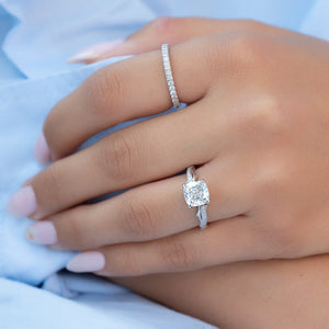 The Pave Twig Set With A 3 Carat Cushion Lab Diamond