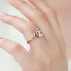 The Pave Twig Set With A 1.5 Carat Emerald Lab Diamond