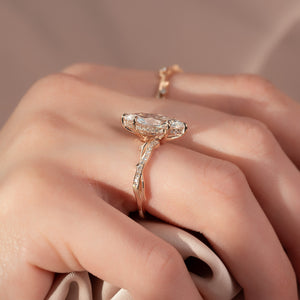 The Pave Twig Set With A 1.5 Carat Marquise Lab Diamond