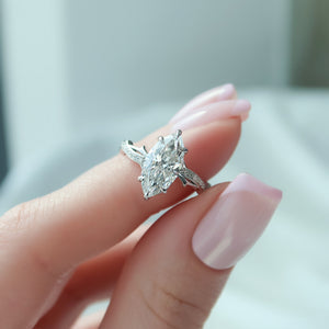The Pave Twig Set With A 1 Carat Marquise Lab Diamond