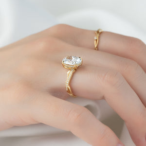 The Pave Twig Set With A 1.5 Carat Oval Lab Diamond