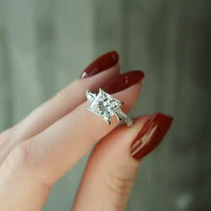 The Pave Twig Set With A 3 Carat Princess Lab Diamond