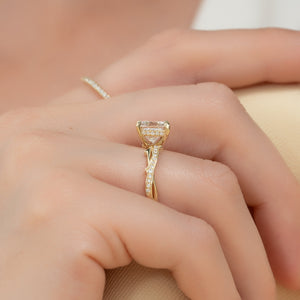 The Pave Twig Set With A Princess Moissanite