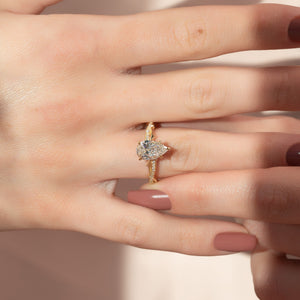 The Pave Twig Set With A 3 Carat Pear Lab Diamond