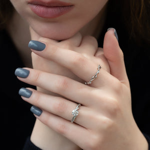 The Pave Twig Set With A 1 Carat Round Lab Diamond