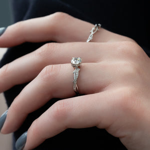 The Pave Twig Set With A 1 Carat Round Lab Diamond