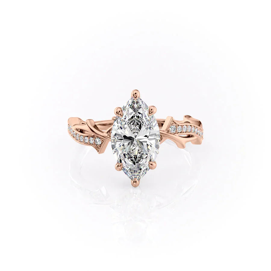 The Pave Twig Set With A 3 Carat Marquise Moissanite