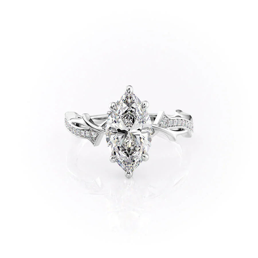 The Pave Twig Set With A 1 Carat Marquise Moissanite