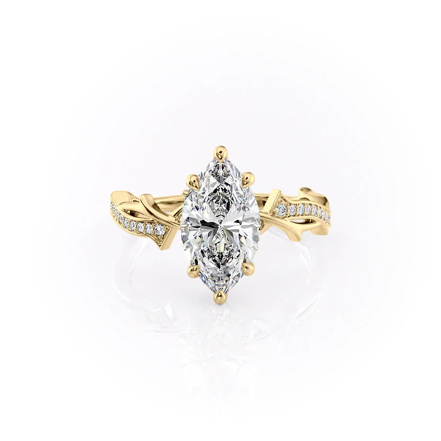 The Pave Twig Set With A 4 Carat Marquise Moissanite