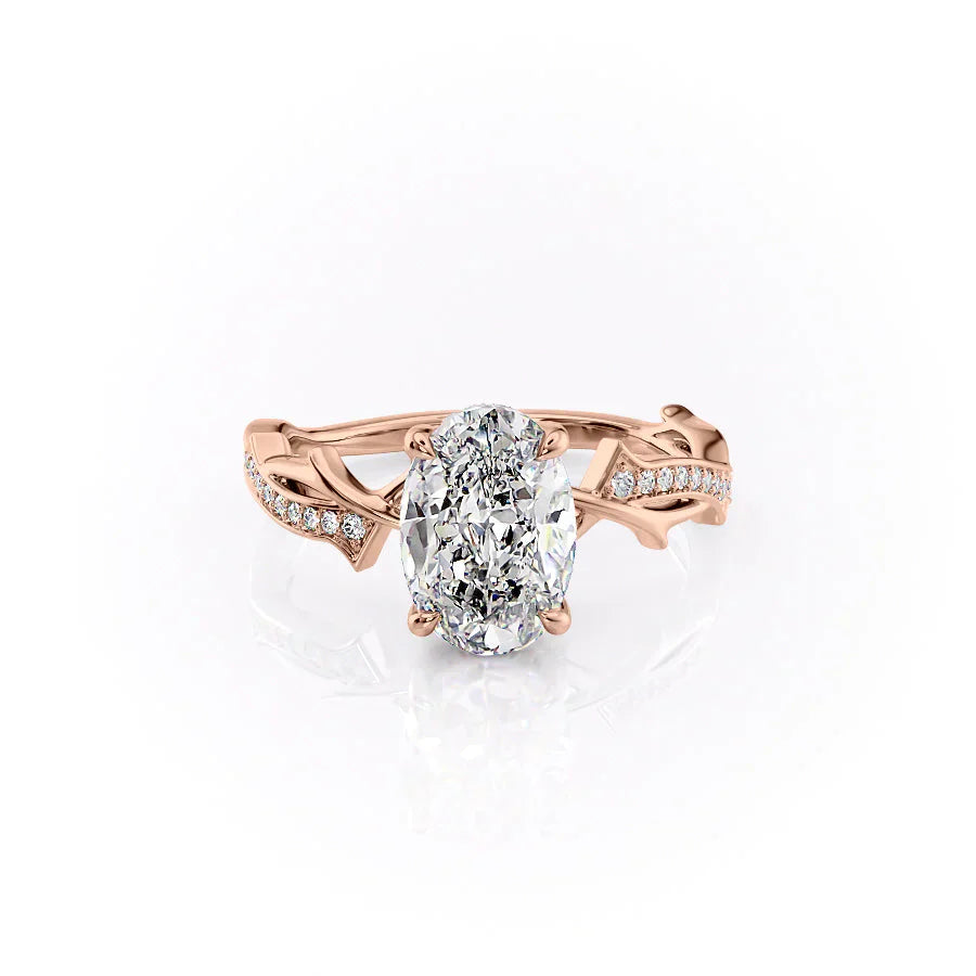 The Pave Twig Set With A 4 Carat Oval Moissanite