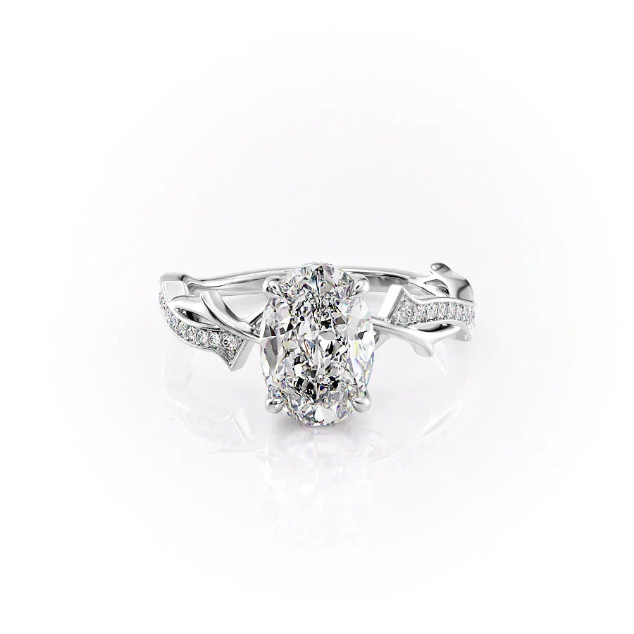 The Pave Twig Set With A 4 Carat Oval Moissanite