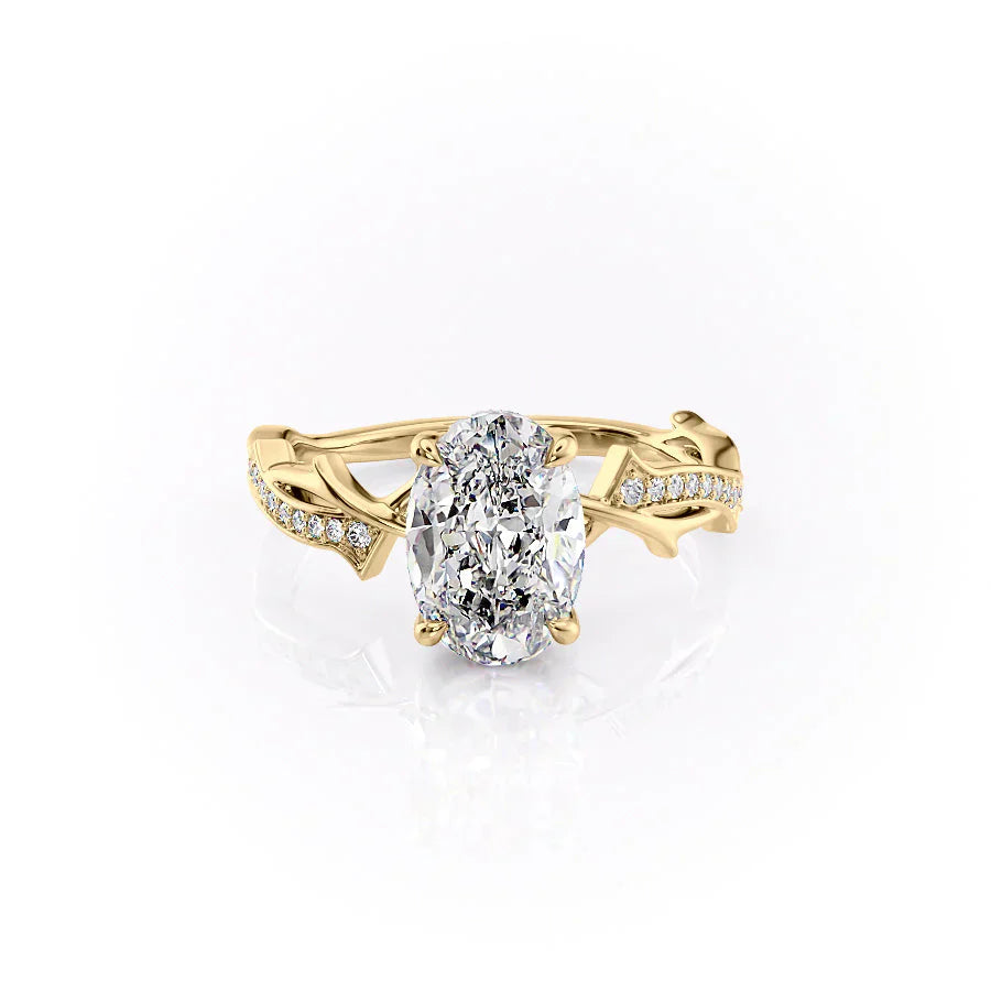 The Pave Twig Set With A 3 Carat Oval Moissanite