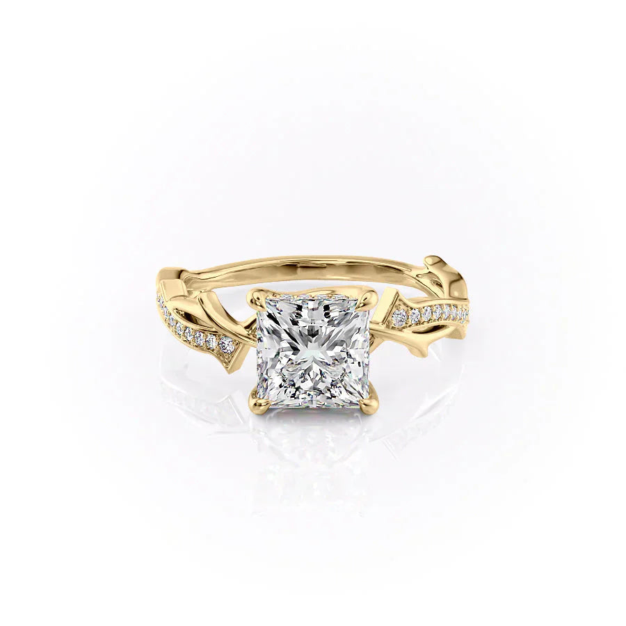 The Pave Twig Set With A 1 Carat Princess Moissanite