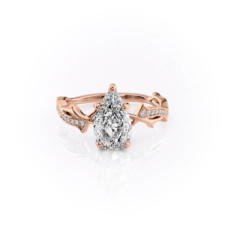 The Pave Twig Set With A 1 Carat Pear Lab Diamond