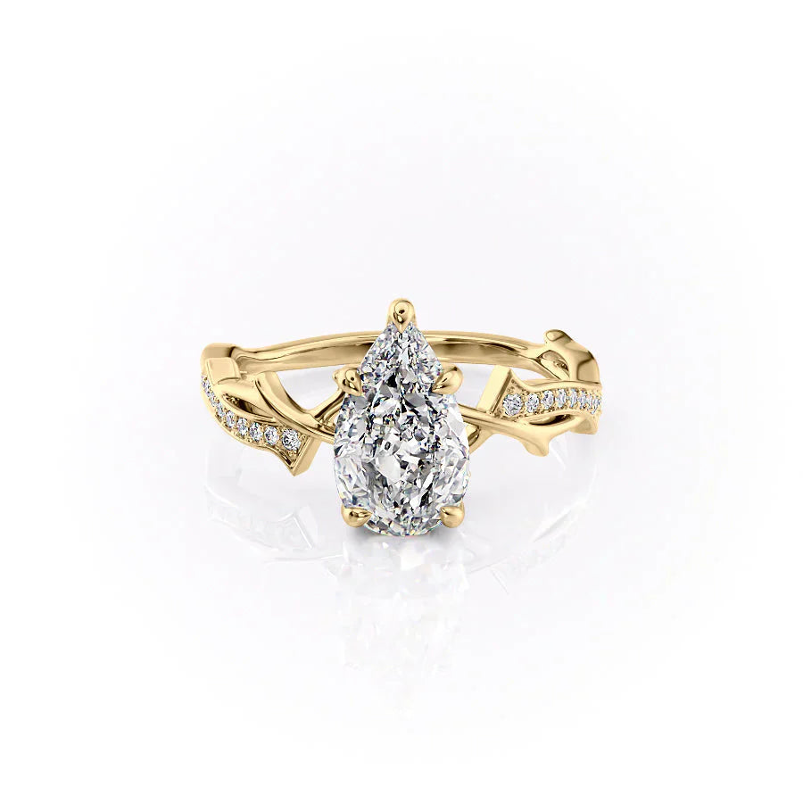 The Pave Twig Set With A 3 Carat Pear Moissanite