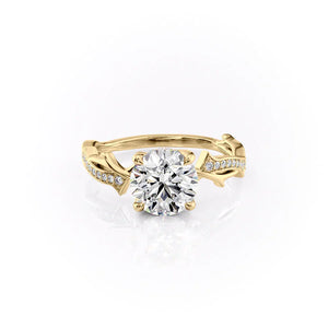 The Pave Twig Set With A 2 Carat Round Moissanite