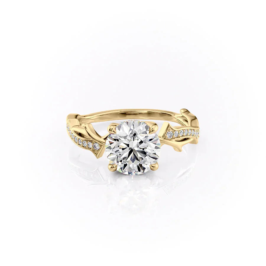 The Pave Twig Set With A 1.5 Carat Round Lab Diamond