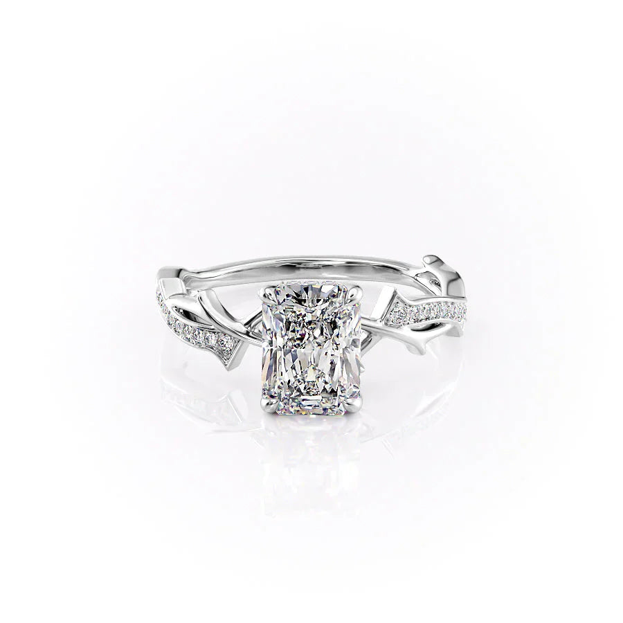 The Pave Twig Set With A 2 Carat Radiant Moissanite