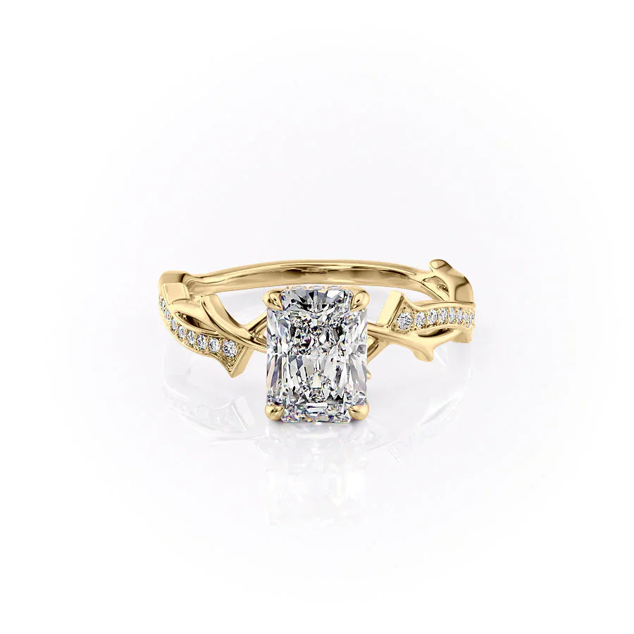 The Pave Twig Set With A 1 Carat Radiant Lab Diamond