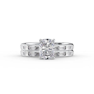 The Jennifer Set With A 2.5 Carat Elongated Cushion Lab Diamond