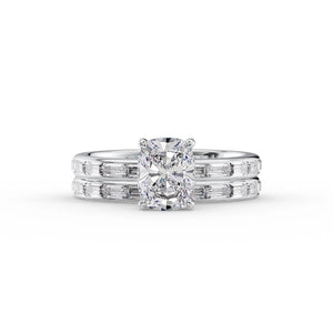 The Jennifer Set With A 2.5 Carat Elongated Cushion Lab Diamond
