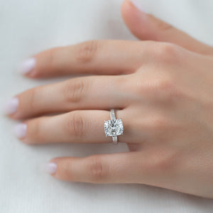The Jennifer Set With A 2.5 Carat Elongated Cushion Lab Diamond